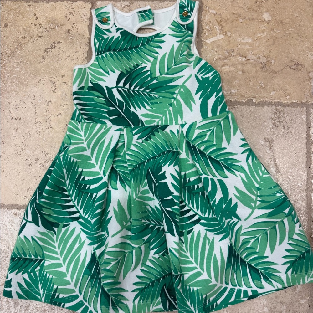Janie and Jack Girls Size 4 Dress Tropical Green Leaf Print